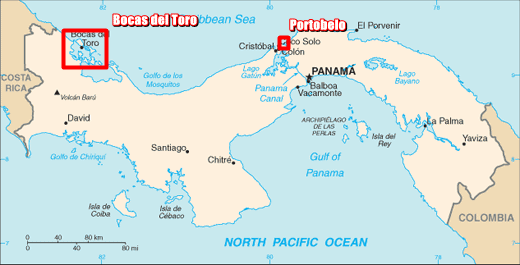 Panama scuba diving locations on the Caribbean Sea