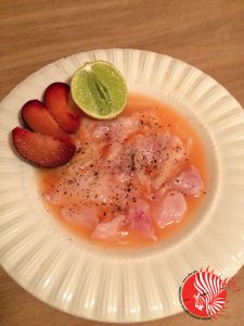 Grapefrukt och plommon Lejonfisk Ceviche