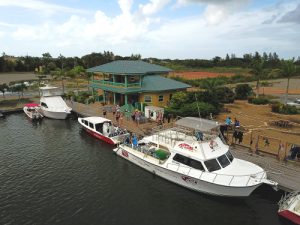Loading up the dive boats for a day of lionfish hunting with Splash Belize